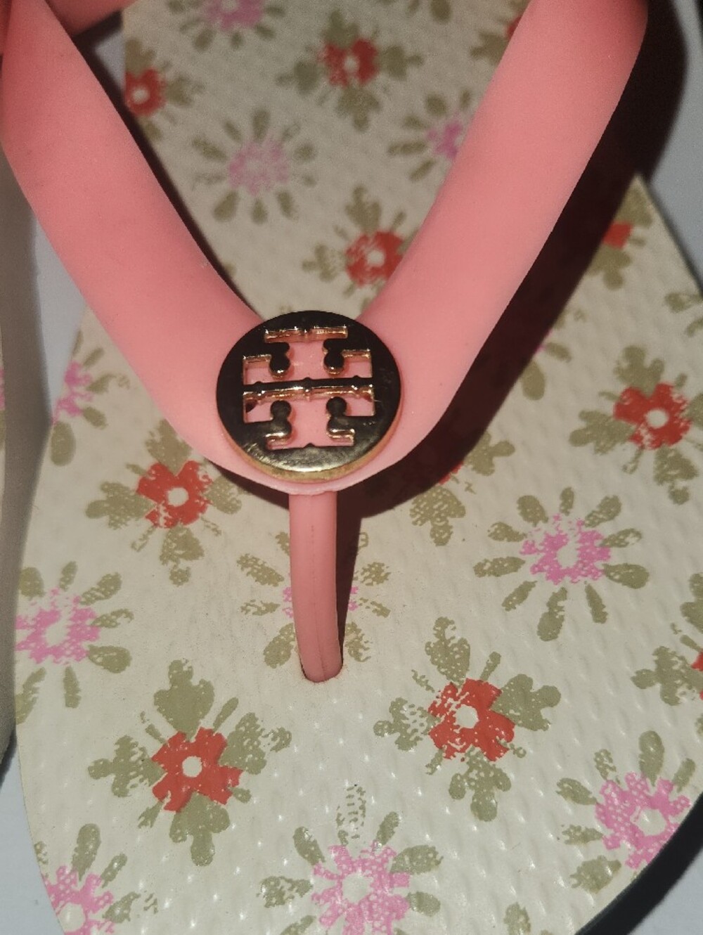 Tory Burch Pink Floral Logo Flip Flop Sandals - Picture 3 of 6